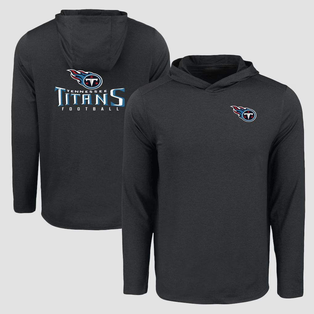 Men 2026 NFL Tennessee Titans Hooded long sleeved T-shirt black 05->nfl t-shirts->Sports Accessory